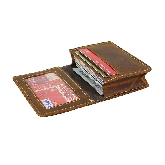 Full Grain Leather Compact Card Holder B199BLK - Picture 6 of 18